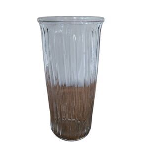 Hoosier Glass Tall Straight Clear Glass Vase Vintage Mid-Century